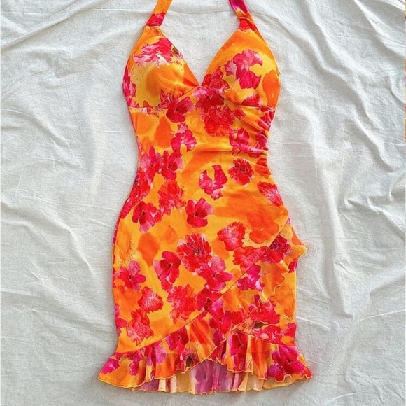 Floral Halter Dress - Orange and Pink
8105 - Picture 6 of 6